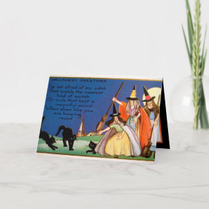 spooky Halloween vintage witches add text Card