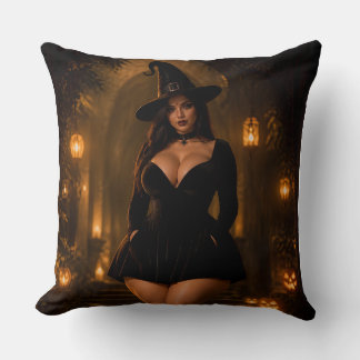 Spooky Halloween Witch Art Cushion