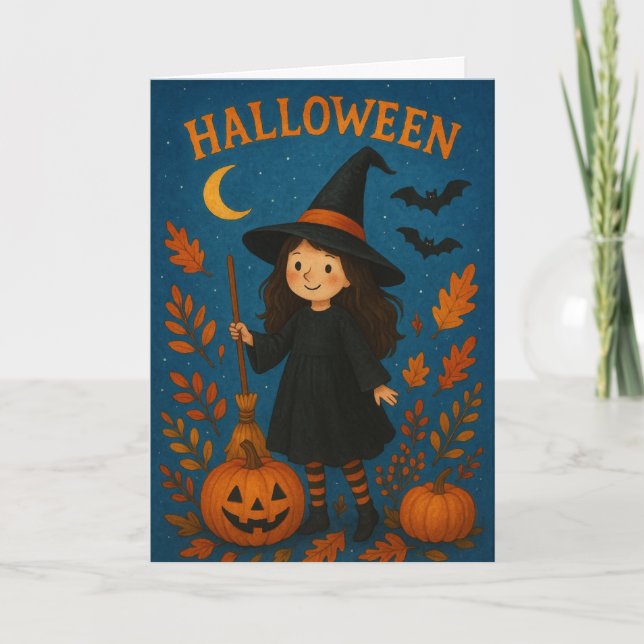 Spooky Halloween Witch Card (Front)