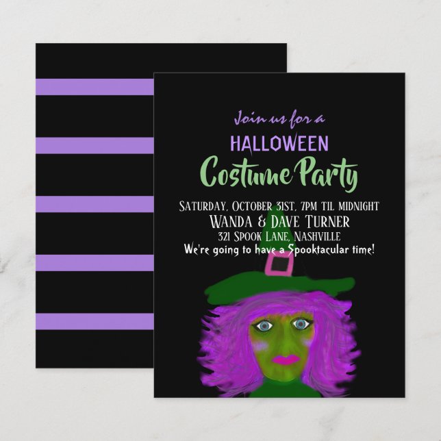 Spooky Halloween Witch Costume Party Invitation (Front/Back)