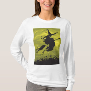 Spooky Halloween Witch Flying on Broomstick T-Shirt