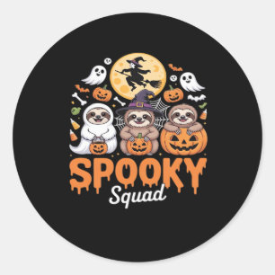 Spooky Halloween Witch Funny Horror Sloths Essenti Classic Round Sticker