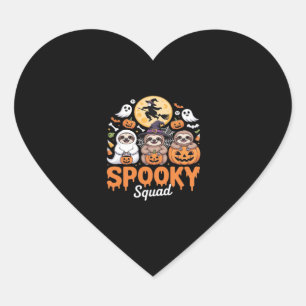 Spooky Halloween Witch Funny Horror Sloths Essenti Heart Sticker