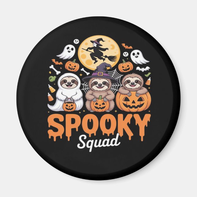 Spooky Halloween Witch Funny Horror Sloths Essenti Magnet (Front)