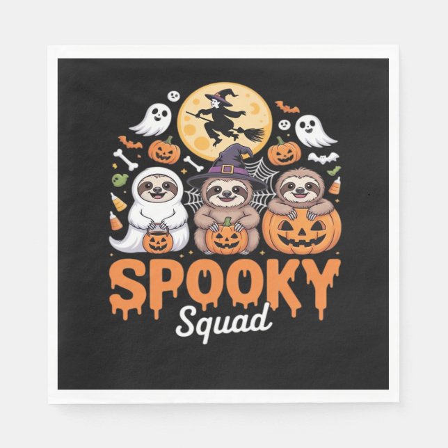 Spooky Halloween Witch Funny Horror Sloths Essenti Napkin (Front)