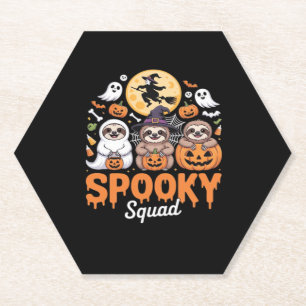Spooky Halloween Witch Funny Horror Sloths Essenti Paper Coaster