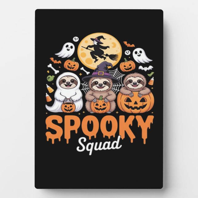 Spooky Halloween Witch Funny Horror Sloths Essenti Plaque (Front)