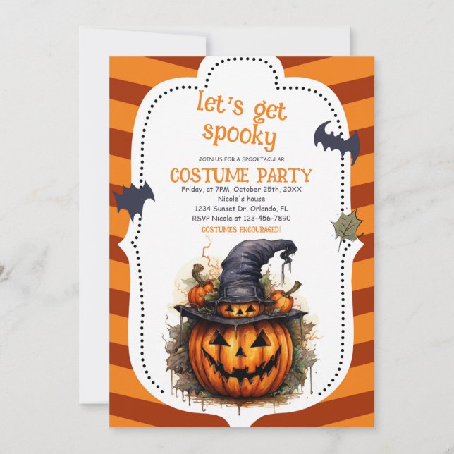Spooky Halloween Witch Hat  Party Invitation (Front)