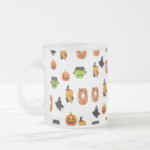 Spooky Halloween Witch, Haunted House, Moon Frosted Glass Coffee Mug