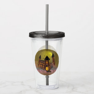 Spooky Halloween witch house and vampires castle Acrylic Tumbler