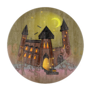 Spooky Halloween witch house and vampires castle  Cutting Board