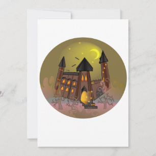 Spooky Halloween witch house and vampires castle  Invitation