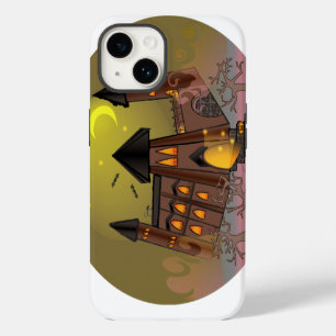 Spooky Halloween witch house and vampires castle iPhone 14 Case