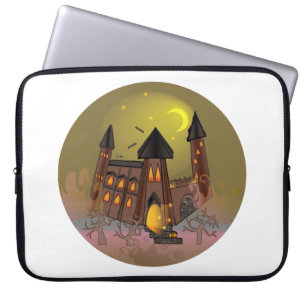 Spooky Halloween witch house and vampires castle  Laptop Sleeve
