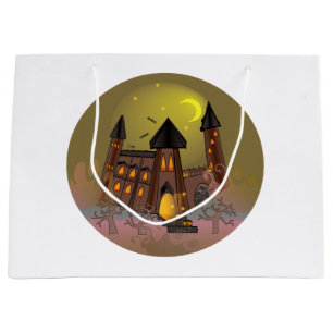 Spooky Halloween witch house and vampires castle Large Gift Bag