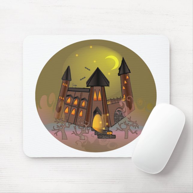Spooky Halloween witch house and vampires castle  Mouse Mat (With Mouse)
