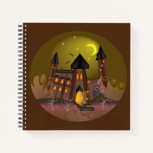 Spooky Halloween witch house and vampires castle Notebook