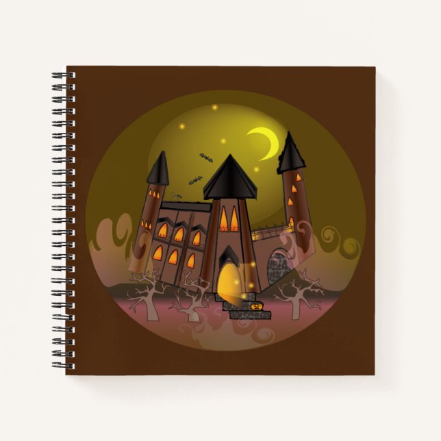 Spooky Halloween witch house and vampires castle  Notebook (Front)