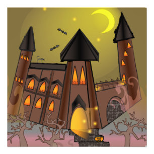 Spooky Halloween witch house and vampires castle Photo Print
