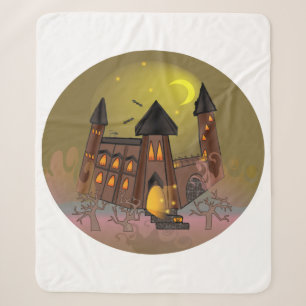 Spooky Halloween witch house and vampires castle Sherpa Blanket