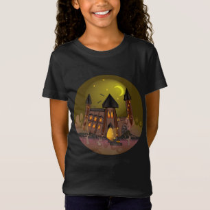 Spooky Halloween witch house and vampires castle T-Shirt