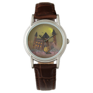 Spooky Halloween witch house and vampires castle  Watch