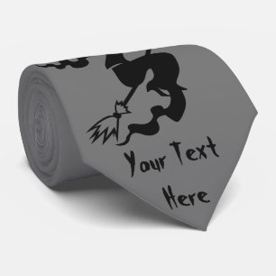 spooky halloween witch on flying broomstick fun tie