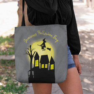 Spooky Halloween Witch Personalised Tote Bag