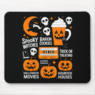 Spooky halloween witch pumpkin dark cat retro mouse mat