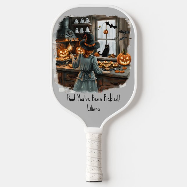 Spooky Halloween Witch Pumpkins Jack-o-Lanterns  Pickleball Paddle (Front)