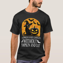 Spooky Halloween With Witchy Black Cat And Pumpkin