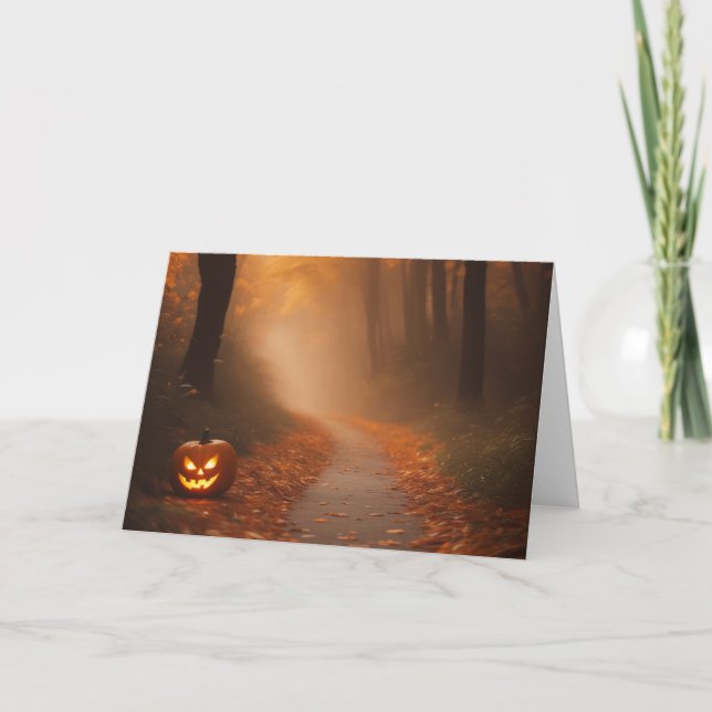 Spooky Halloween Woods Thank You Card (Front)