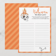 Spooky Halloween Word List Game Cards