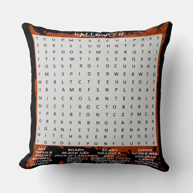 Spooky Halloween Word Search  Cushion (Front)