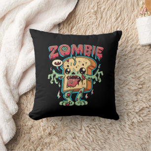 Spooky Halloween Zombie Toast Funny Halloween Gift Cushion
