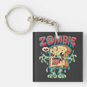 Spooky Halloween Zombie Toast Funny Halloween Gift Key Ring