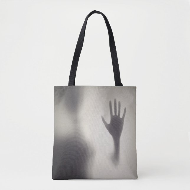 Spooky Hand on the Glass Panel Halloween Tote Bag (Front)