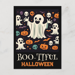 Spooky Happy Ghost Boo-tiful Halloween  Holiday Postcard