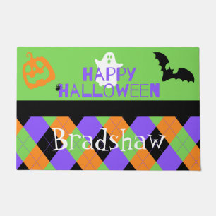 Spooky Happy Halloween Argyle Doormat