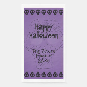 Spooky Happy Halloween Lettering Purple/Black Napkin