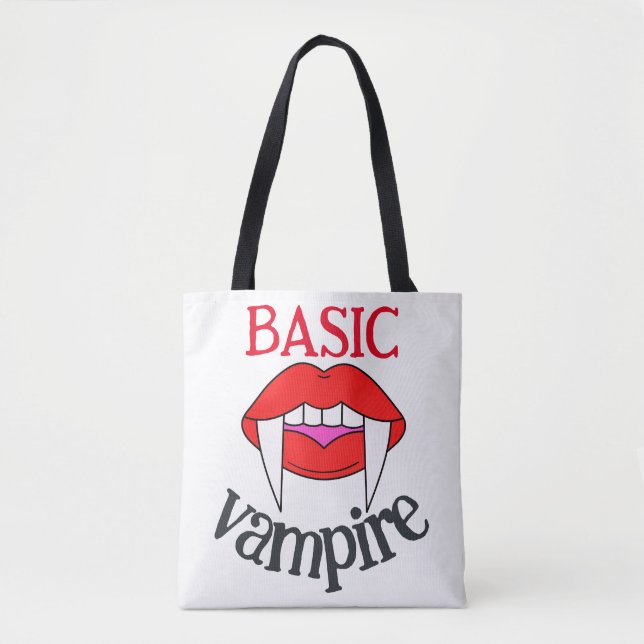 Spooky Happy Halloween party Basic vampire teeth Tote Bag (Front)