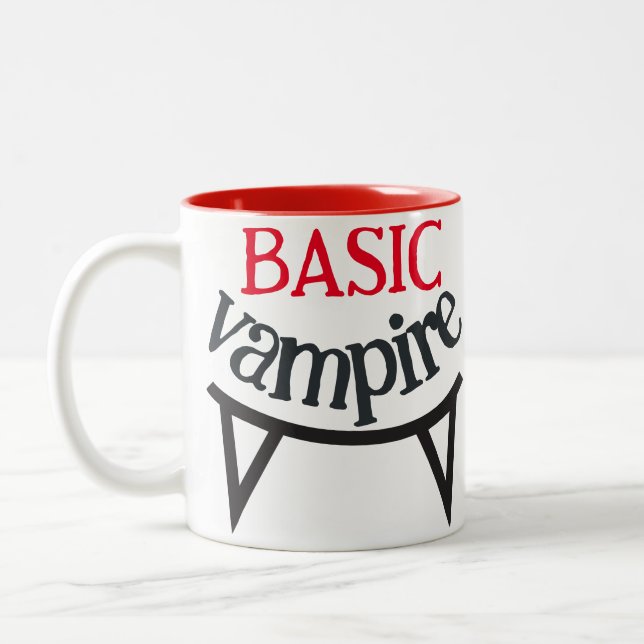 Spooky Happy Halloween party Basic vampire teeth Two-Tone Coffee Mug (Left)