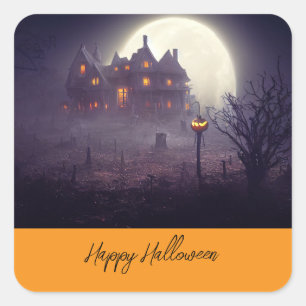 Spooky Happy Halloween Party Square Sticker