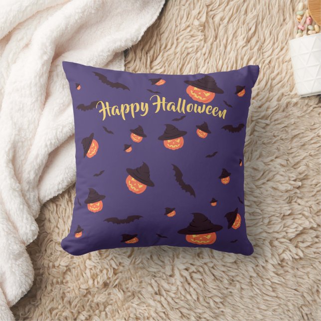 Spooky “Happy Halloween” Throw Pillow – Halloween  (Blanket)