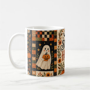 Spooky Harvest Vintage Halloween Patchwork Coffee Mug