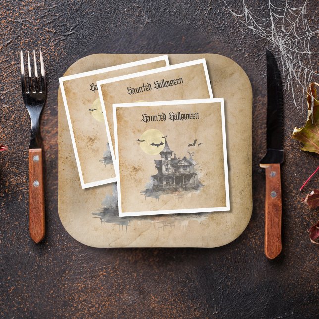 Spooky Haunted Castle Halloween Party Napkin (Creator Uploaded)
