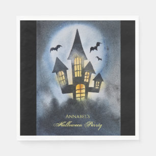 Spooky haunted castle personalised napkin