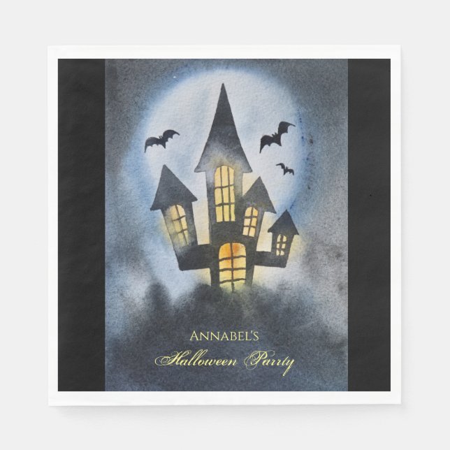 Spooky haunted castle personalised napkin (Front)