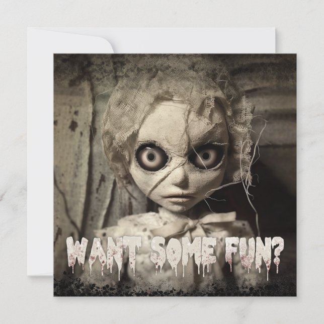 Spooky Haunted Doll Adult Invitation (Front)