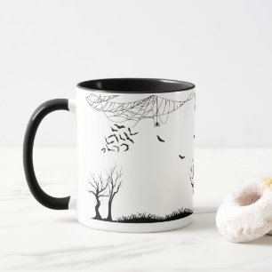 Spooky Haunted Forest Halloween Bats & Spiders Mug